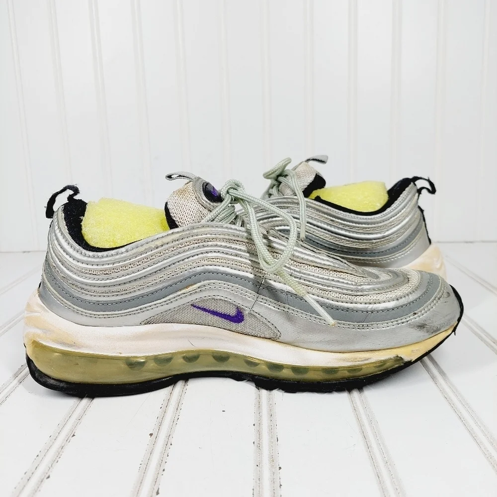 Nike Air Max 97 Silver / Polar Obsidian Gray Athleisure Running Sneakers C389